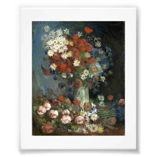 Van Gogh Stilleven met weide bloemen en Rozen Foto Afdruk (Voorkant)