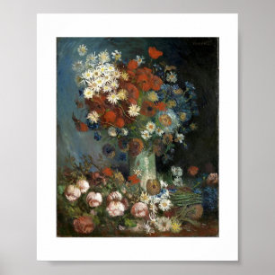Van Gogh Stilleven met weide bloemen en Rozen Poster
