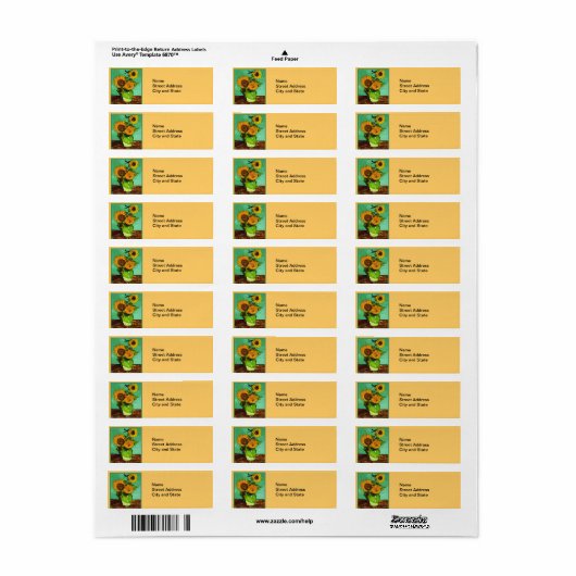 Van Gogh - Stilleven vaas met 3 zonnebloemen Etiket (Full Sheet)
