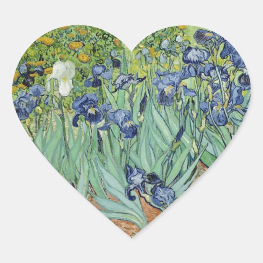 Van Gogh Stilleven: Vaas met Irissen Hart Sticker (Voorkant)