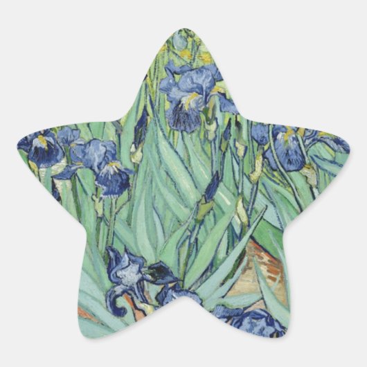 Van Gogh Stilleven: Vaas met Irissen Ster Sticker (Voorkant)