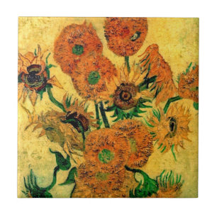 Van Gogh - Stilleven vaas met vijftien zonnebloeme Tegeltje