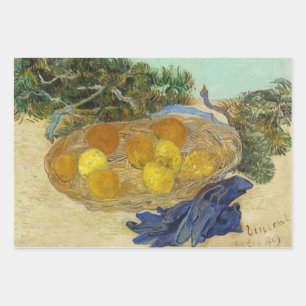 Van Gogh Stilleven van Sinaasappels Citroenen Blau Inpakpapier Vel