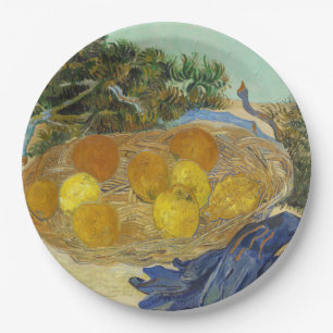 Van Gogh Stilleven van Sinaasappels Citroenen Blau Papieren Bordje