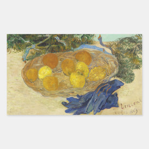 Van Gogh Stilleven van Sinaasappels Citroenen Blau Rechthoekige Sticker