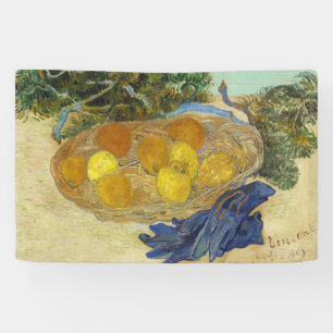 Van Gogh Stilleven van Sinaasappels Citroenen Blau Spandoek