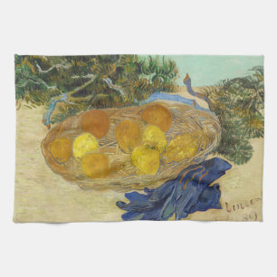 Van Gogh Stilleven van Sinaasappels Citroenen Blau Theedoek