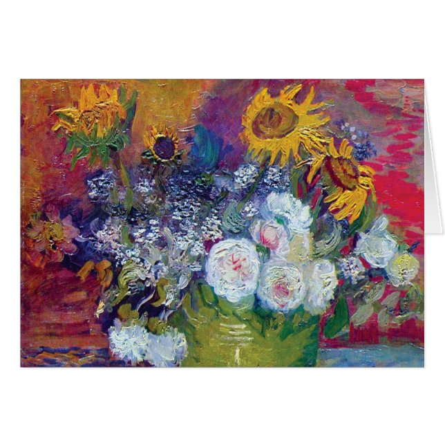 Van Gogh - stilstaand leven met Rozen en zonnebloe (Voorkant Horizontaal)