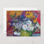 Van Gogh - stilstaand leven met Rozen en zonnebloe Briefkaart (Voorkant / Achterkant)