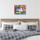 Van Gogh - stilstaand leven met Rozen en zonnebloe Canvas Afdruk (Insitu (Slaapkamer))