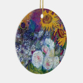 Van Gogh - stilstaand leven met Rozen en zonnebloe Keramisch Ornament (Rechts)