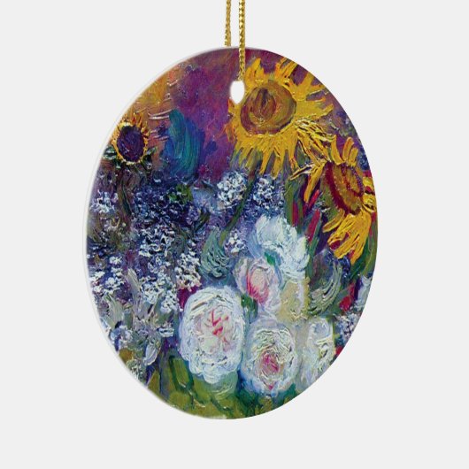 Van Gogh - stilstaand leven met Rozen en zonnebloe Keramisch Ornament (Rechts)