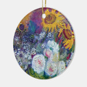 Van Gogh - stilstaand leven met Rozen en zonnebloe Keramisch Ornament (Links)