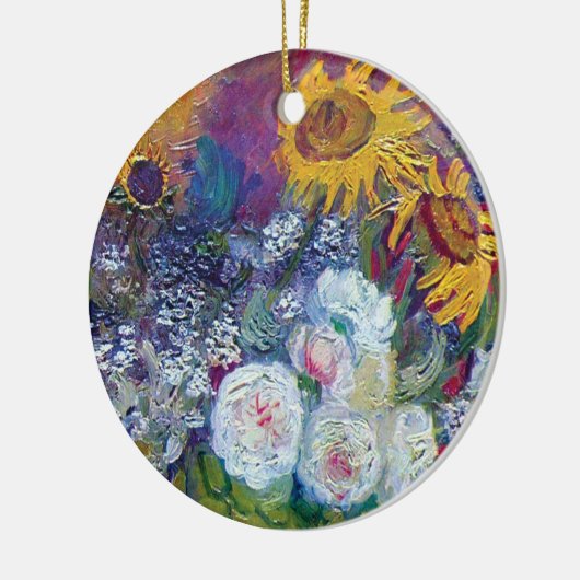 Van Gogh - stilstaand leven met Rozen en zonnebloe Keramisch Ornament (Links)