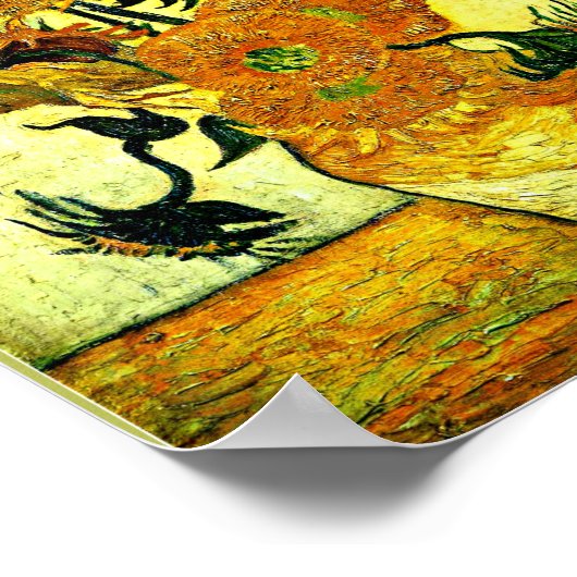 Van Gogh - stilstaande levensfase met 14 zonnebloe Poster (Hoek)
