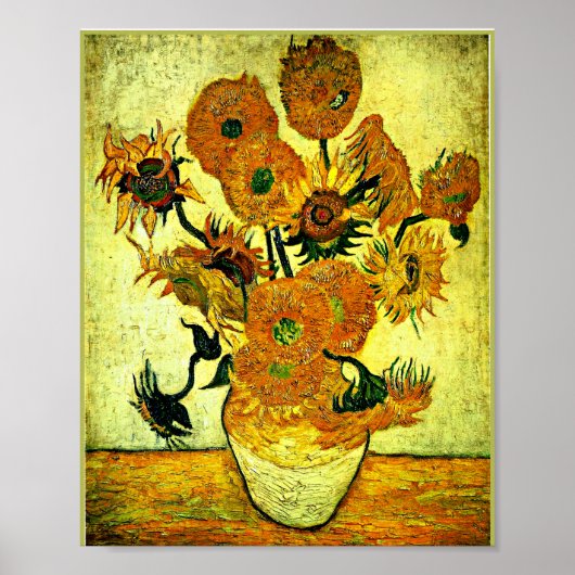 Van Gogh - stilstaande levensfase met 14 zonnebloe Poster (Voorkant)