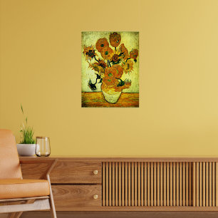 Van Gogh - stilstaande levensfase met 14 zonnebloe Poster