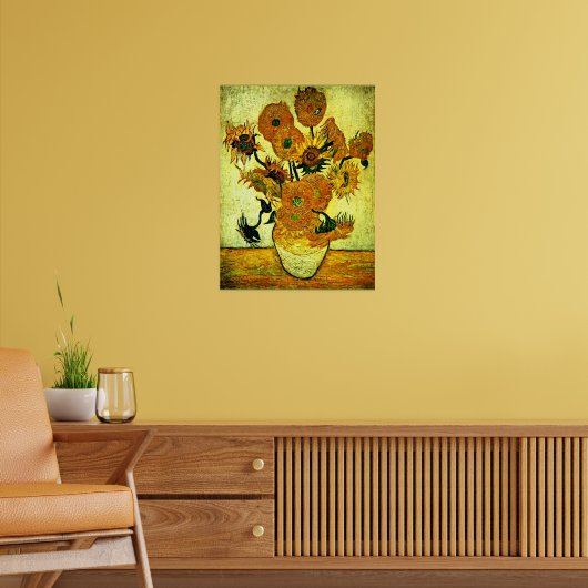 Van Gogh - stilstaande levensfase met 14 zonnebloe Poster (Woonkamer 2)