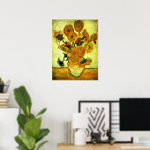 Van Gogh - stilstaande levensfase met 14 zonnebloe Poster (Thuiskantoor)