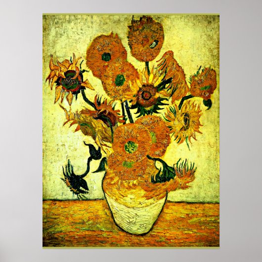 Van Gogh - stilstaande levensfase met 14 zonnebloe Poster (Voorkant)