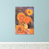Van Gogh - stilstaande levensfase met vijf zonnebl Canvas Afdruk (Insitu (Houten vloer))