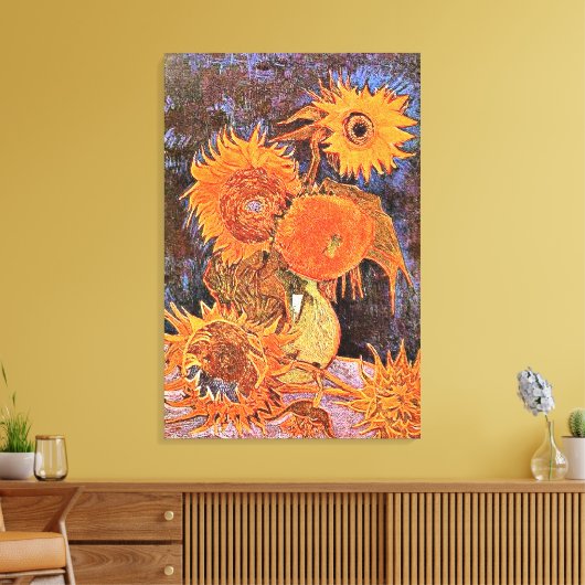 Van Gogh - stilstaande levensfase met vijf zonnebl Canvas Afdruk (Insitu (Woonkamer))