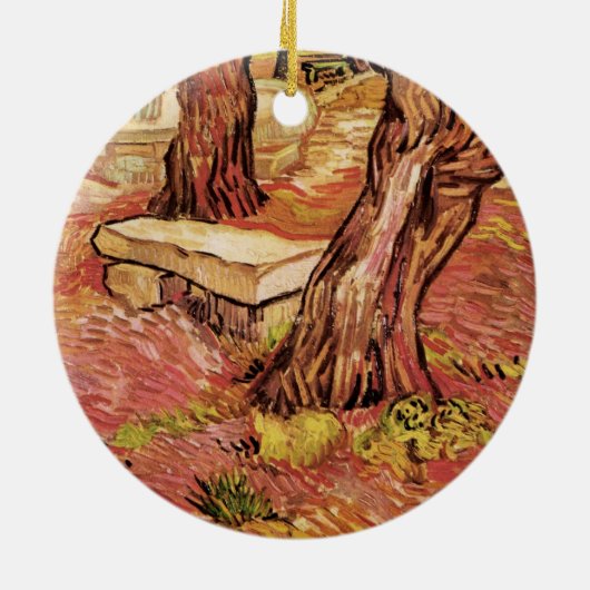 Van Gogh Stone Bench in Garden, St Paul Hospital Keramisch Ornament (Achterkant)