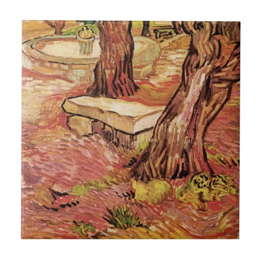 Van Gogh Stone Bench in Garden, St Paul Hospital Tegeltje (Voorkant)