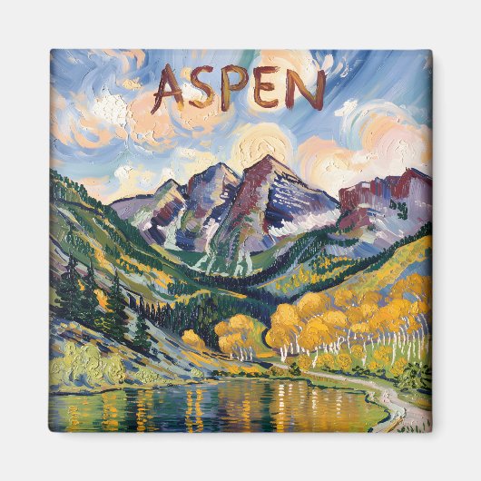 Van Gogh Style Aspen Colorado Rocky Mountains Magneet (Voorkant)