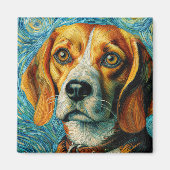 Van Gogh Style Beagle Art Magneet (Voorkant)
