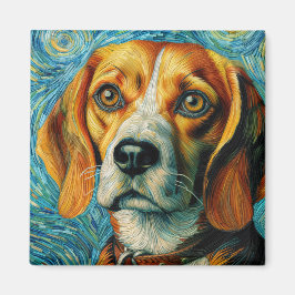 Van Gogh Style Beagle Art Magneet