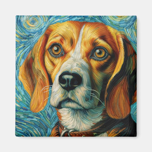 Van Gogh Style Beagle Art Magneet (Voorkant)