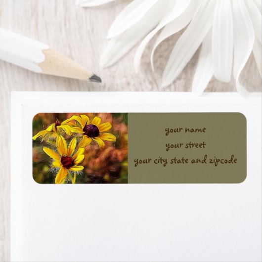 Van Gogh Style Black Eyed Susan Flowers Etiket (Insitu)