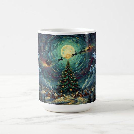Van Gogh Style Christmas Coffee Mug Santa Sleigh Koffiemok (Center)