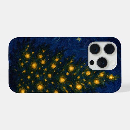 Van Gogh-style Christmas Tree Phone Case - iPhone Hoesje (Achterkant horizontaal)