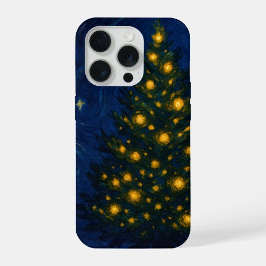 Van Gogh-style Christmas Tree Phone Case - iPhone iPhone Hoesje (Achterkant)
