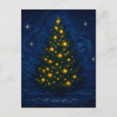 Van Gogh-style Christmas Tree Postcard Feestdagenkaart (Voorkant)