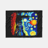 Van Gogh Style Hot Air Balloon Starry Night  Fleece Deken (Voorkant (Horizontaal))