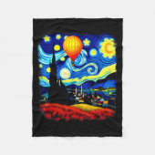 Van Gogh Style Hot Air Balloon Starry Night  Fleece Deken (Voorkant)