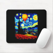 Van Gogh Style Hot Air Balloon Starry Night Muismat (Met muis)