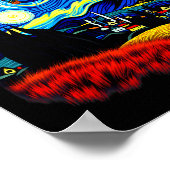 Van Gogh Style Hot Air Balloon Starry Night Poster (Hoek)