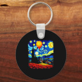 Van Gogh Style Hot Air Balloon Starry Night  Sleutelhanger (Voorkant)