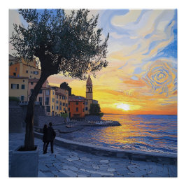 Van Gogh Style Ligurian Sunset – Glossy Art Poster