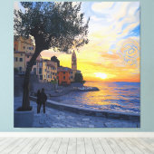 Van Gogh Style Ligurian Sunset – Stretch Canvas Afdruk (Insitu (Houten vloer))