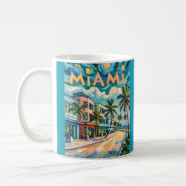 Van Gogh Style Miami Ocean Drive Colorful Beach Koffiemok