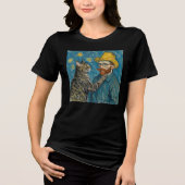 Van Gogh Style Portrait with Cat Tri-Blend Shirt (Voorkant)