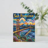 Van Gogh Style San Francisco Golden Gate Bridge Briefkaart (Staand voorkant)