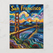 Van Gogh Style San Francisco Golden Gate Bridge Briefkaart (Voorkant)