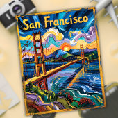 Van Gogh Style San Francisco Golden Gate Bridge Briefkaart