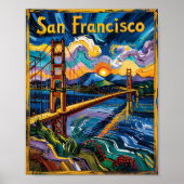 Van Gogh Style San Francisco Golden Gate Bridge Poster (Voorkant)